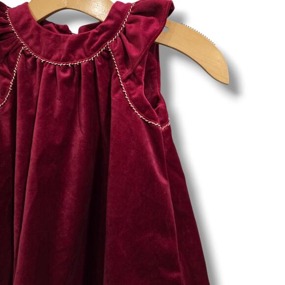 Heirlooms by Polly Flinders Girls 4T Cranberry Velvet Holiday Dress Gold Trim - Picture 2 of 8